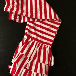 Red and White Striped and Ruffled Pants
